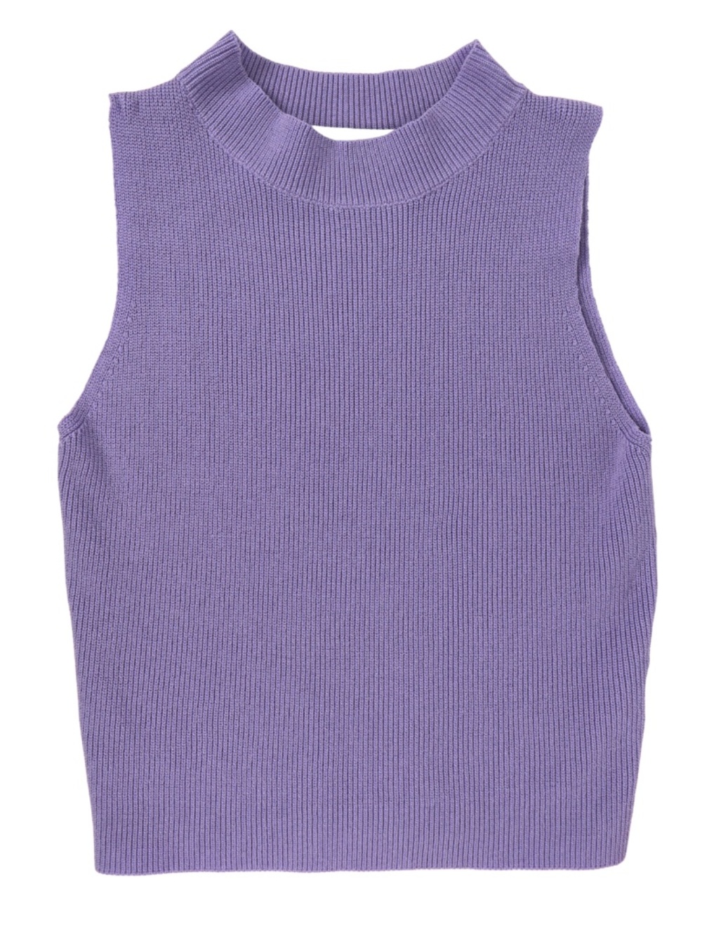 Hausen Purple Mock Neck Knit Sweater Tank Size Small